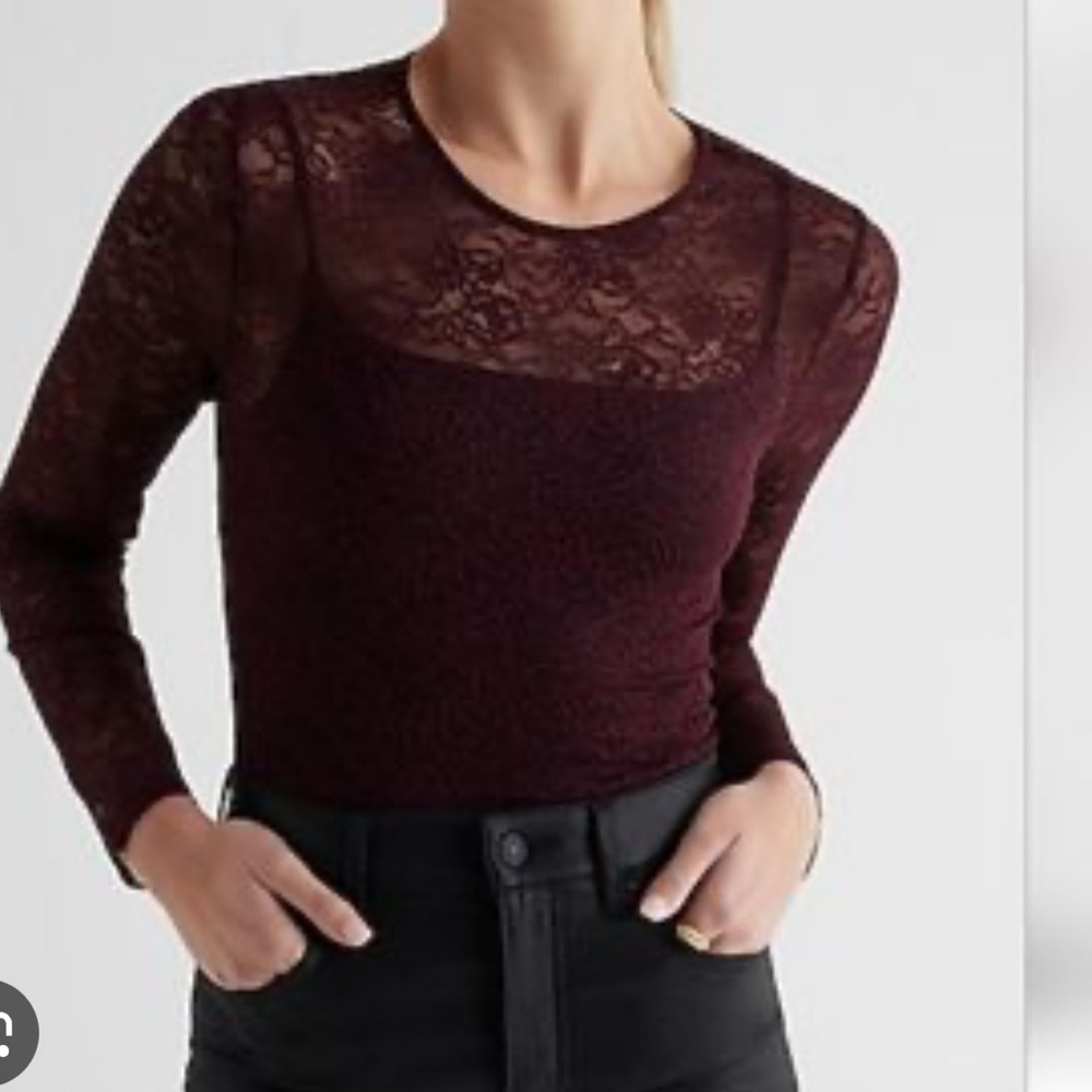 Express Burgundy Lace Blouse